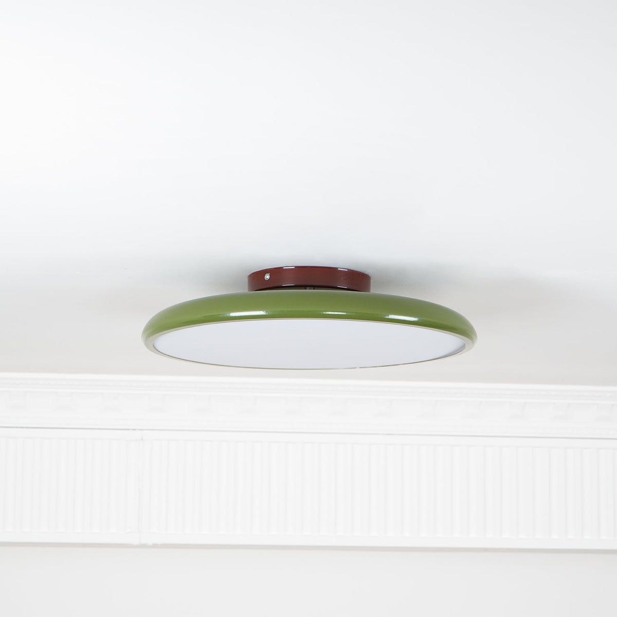 Orbitra | Flush Mount LED Ceiling Light with Swivel Arm, Dimmable Beige or Green Fixture