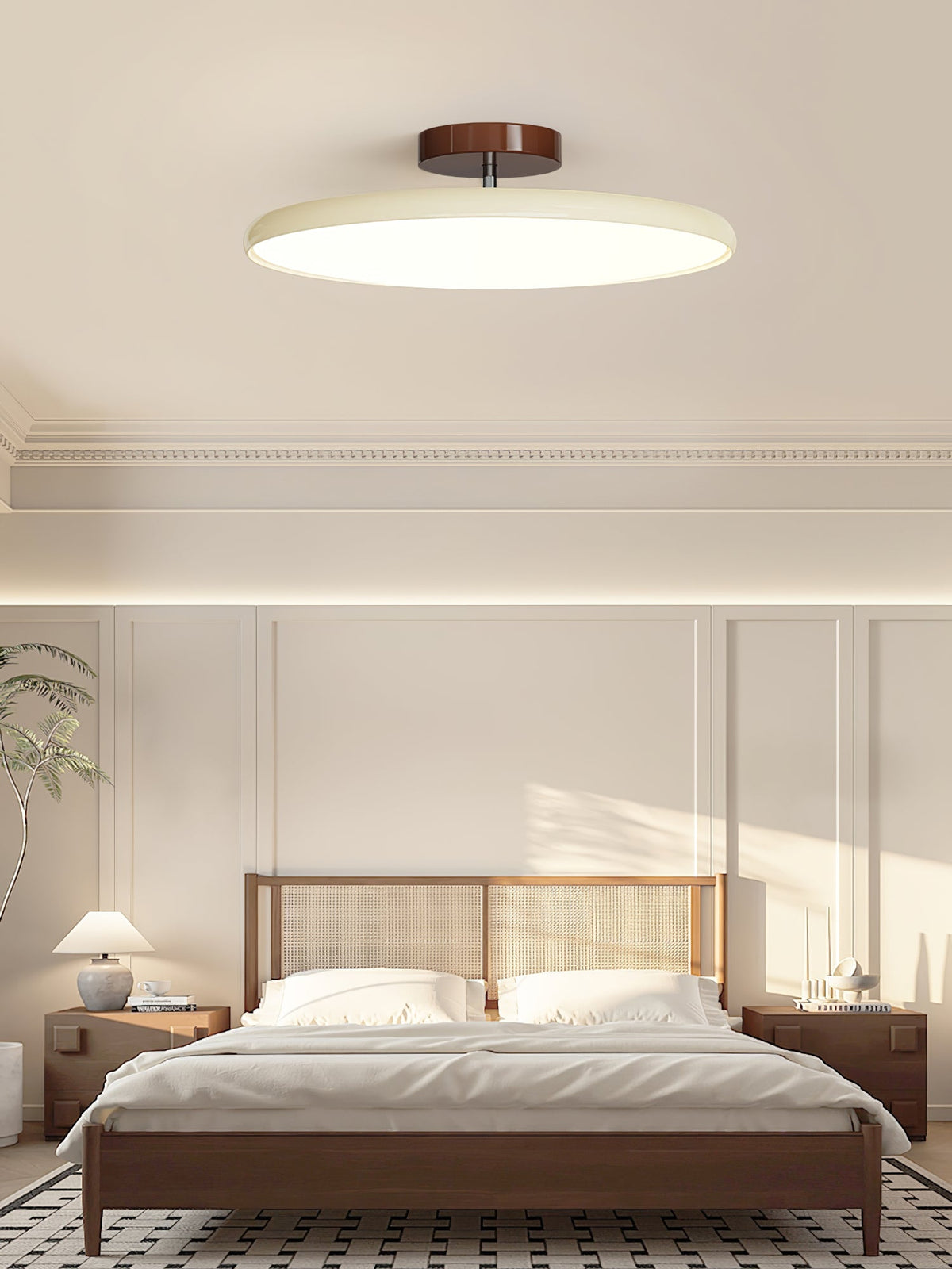 Orbitra | Flush Mount LED Ceiling Light with Swivel Arm, Dimmable Beige or Green Fixture