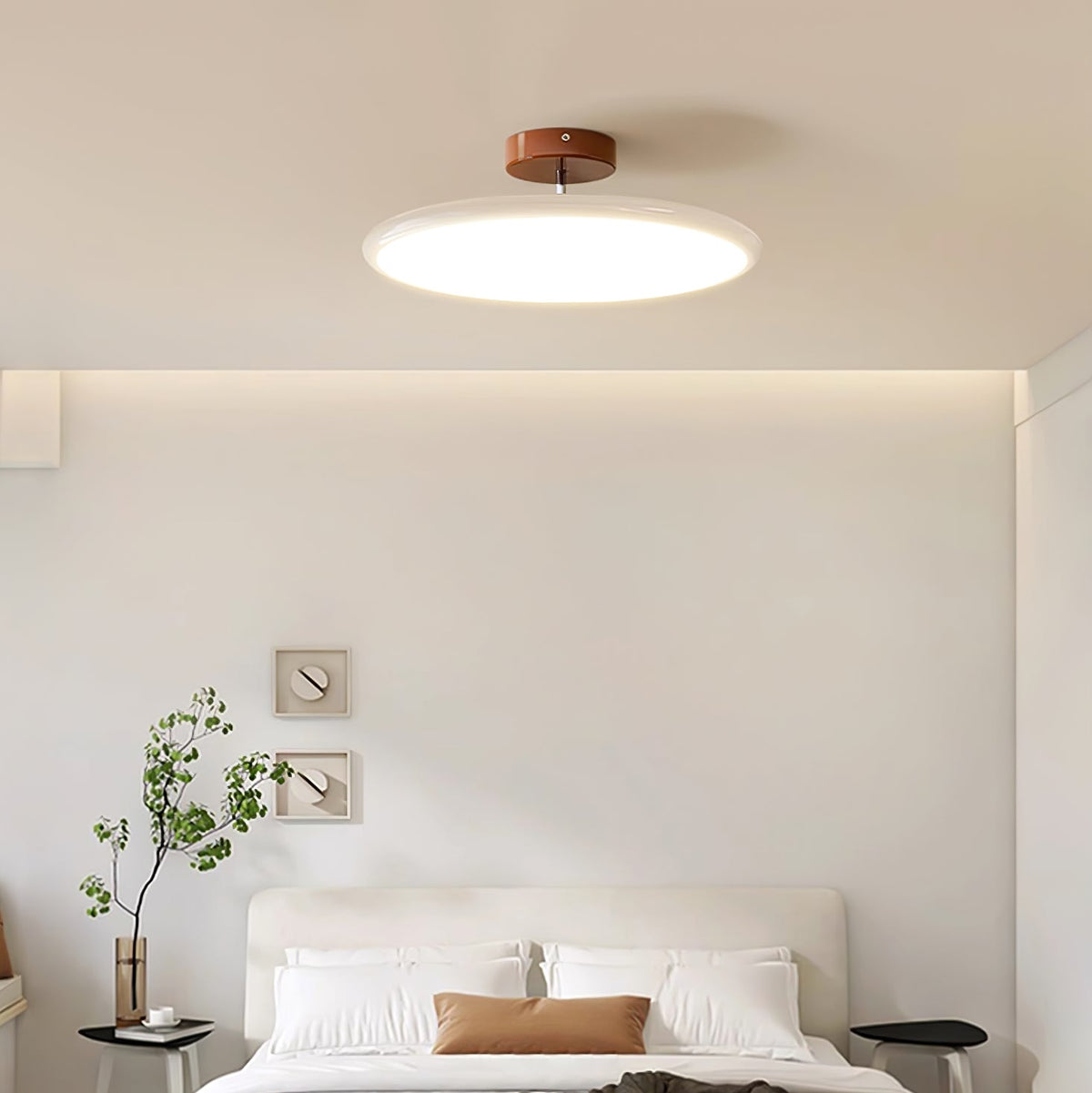 Orbitra | Flush Mount LED Ceiling Light with Swivel Arm, Dimmable Beige or Green Fixture