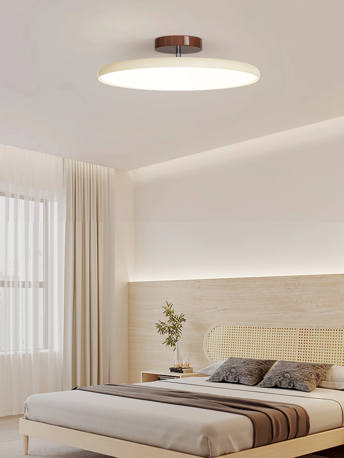 Orbitra | Flush Mount LED Ceiling Light with Swivel Arm, Dimmable Beige or Green Fixture