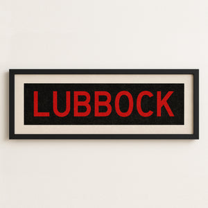 Framed Lubbock Red and Black Bus Scroll