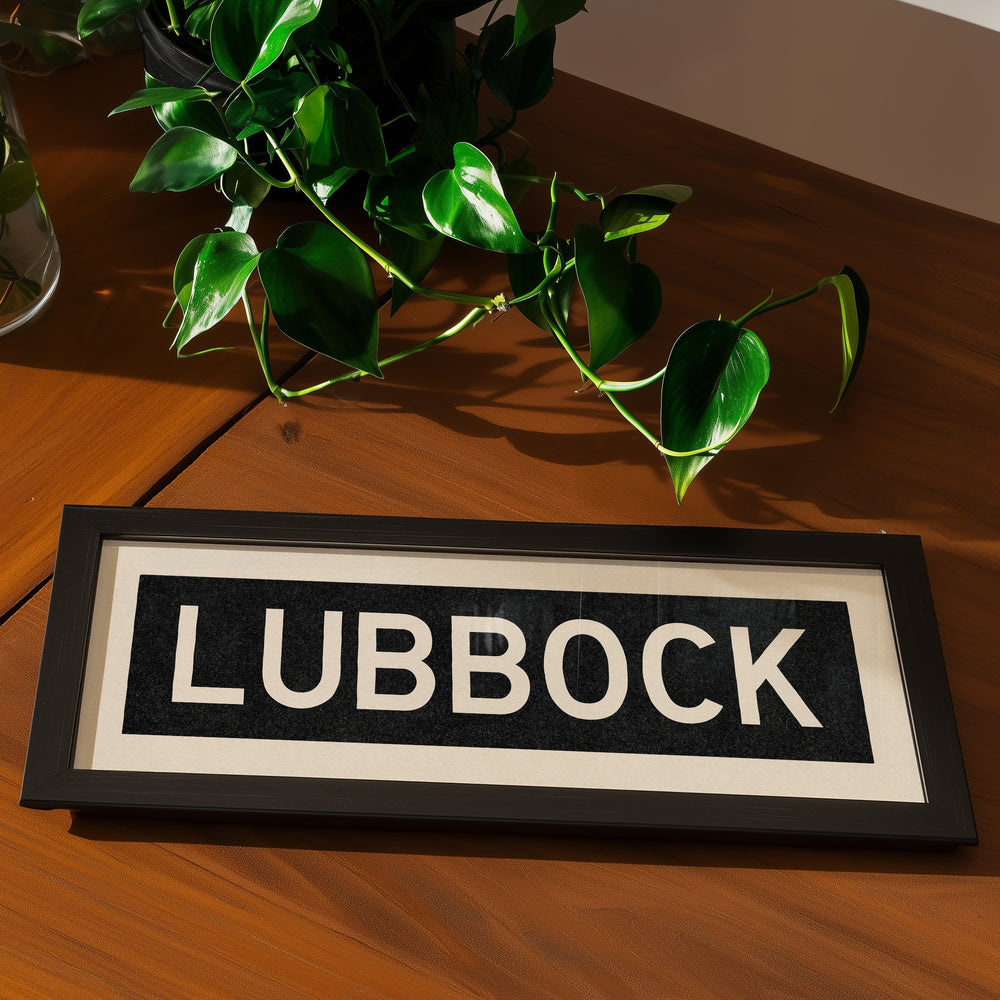 Framed Lubbock Bus Scroll Sign