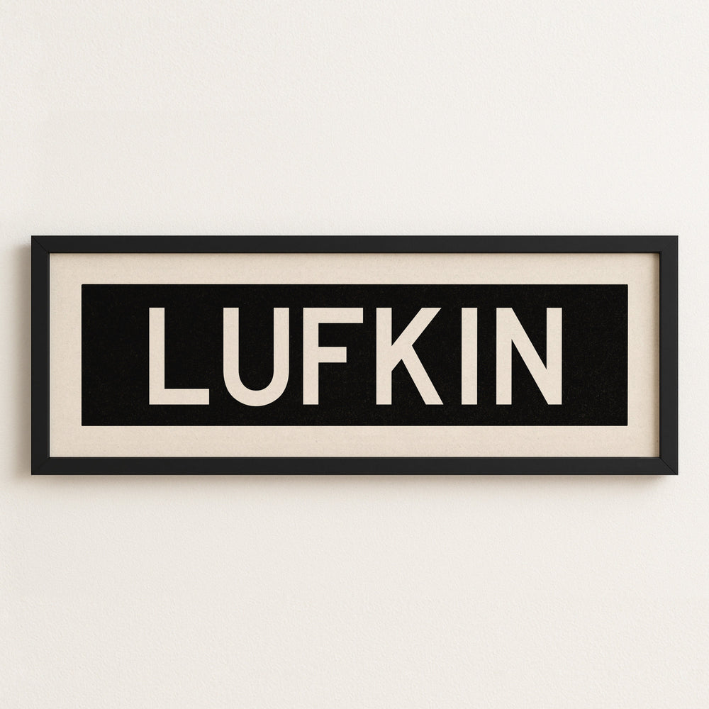 Framed Lufkin Bus Scroll Sign