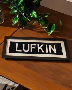 Framed Lufkin Bus Scroll Sign