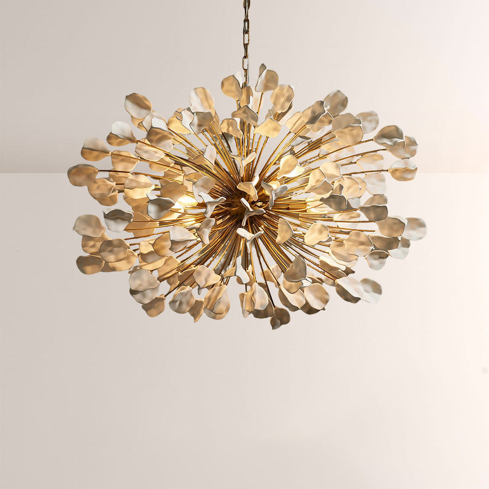 Modern Ceramic Leaf Chandelier Brass