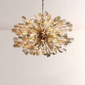 Modern Ceramic Leaf Chandelier Brass