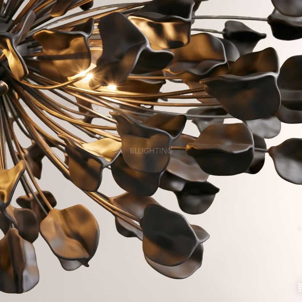 Modern Ceramic Leaf Chandelier Brass