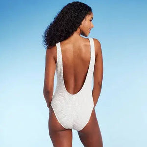 Shade & Shore Women's Crochet Lace Up One Piece Swimsuit Swimwear