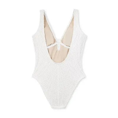 Shade & Shore Women's Crochet Lace Up One Piece Swimsuit Swimwear