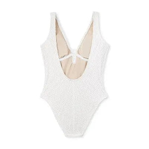 Shade & Shore Women's Crochet Lace Up One Piece Swimsuit Swimwear
