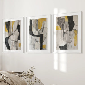 Golden Abstract Shapes Modern Wall Decor Poster