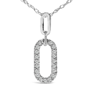 14K White Gold Diamond Accent Paperclip Pendant Necklace