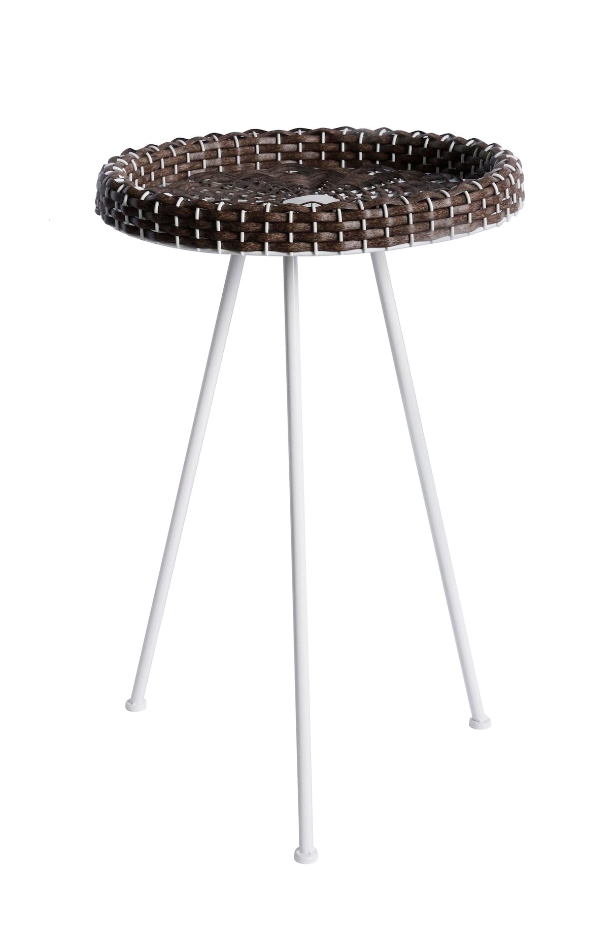 Resin wicker end table black and white