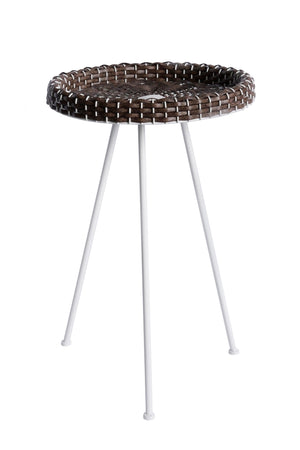 Resin wicker end table black and white