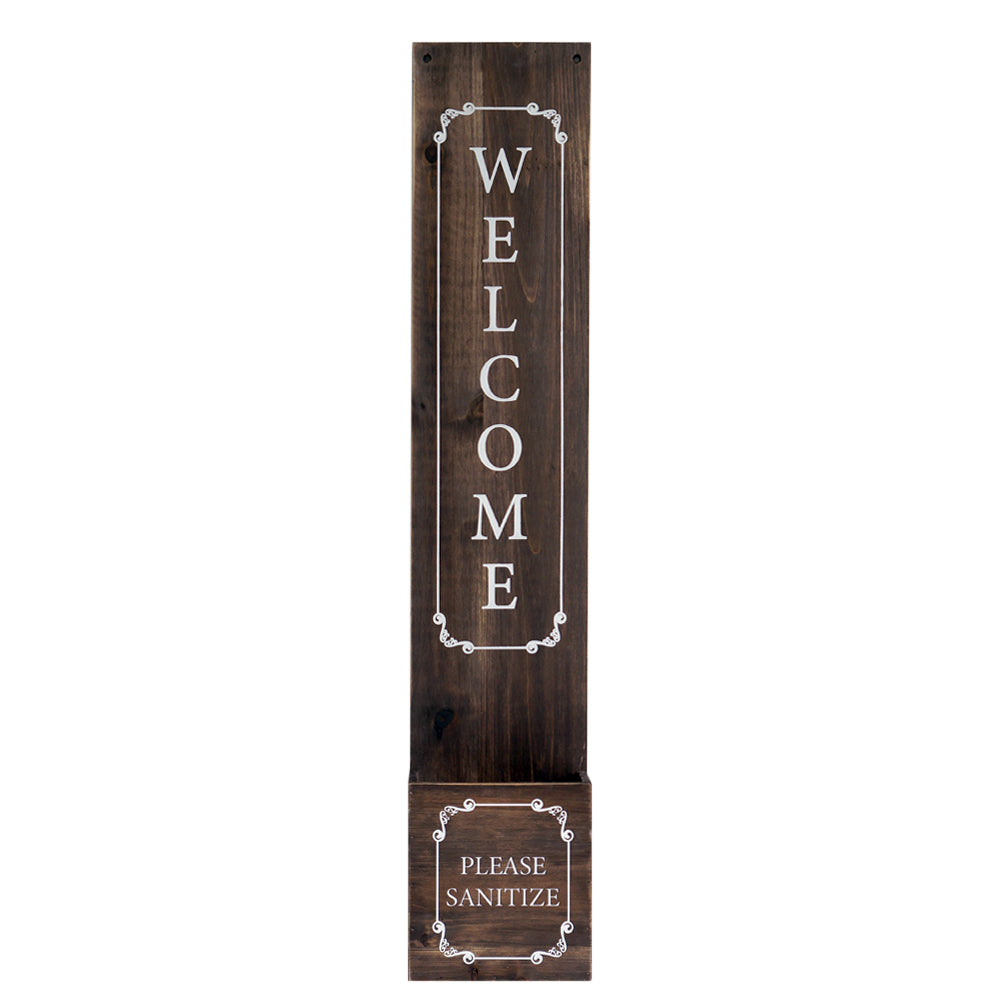 Welcome signs hand sanitizer dispenser holder for school office salon commercial toilet hand clean in public set of 2 (brown & white)