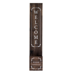 Welcome signs hand sanitizer dispenser holder for school office salon commercial toilet hand clean in public set of 2 (brown & white)