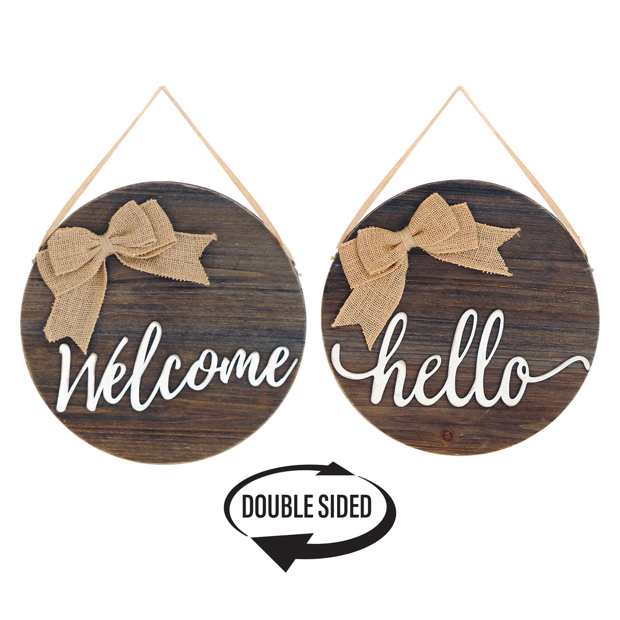 Welcome hello reversible wood wall decor