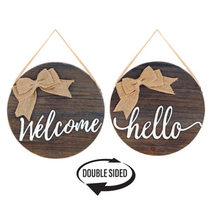 Welcome hello reversible wood wall decor