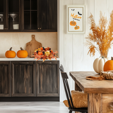 Harvest pumpkin and floral candle holder centerpiece