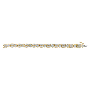 14K Yellow Gold 8 1/5 Cttw Baguette and Princess-Cut Diamond Geometric Twist Link Bracelet (G-H Color, VS1-VS2 Clarity) - Size 7"
