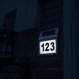 Solar LED Address Sign – Stainless Steel House Number Light with White LEDs, Waterproof, Customizable Numbers & Letters, Auto On/Off, 7.86 x 7.07 Inches