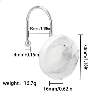 Set of 12 Rust Resistant Shower Curtain Hooks - 6 Designs