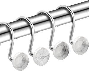 Set of 12 Rust Resistant Shower Curtain Hooks - 6 Designs
