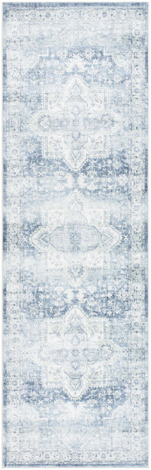 Mauro Navy Medallion Washable Area Rug