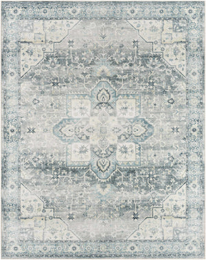 Mauro Blue Medallion Washable Area Rug