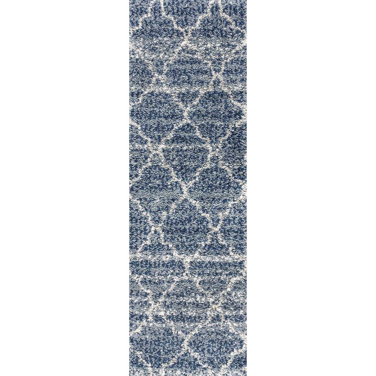 Susa Ogee Moroccan Trellis Shag Indigo Runner Rug