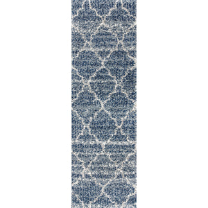 Susa Ogee Moroccan Trellis Shag Indigo Runner Rug