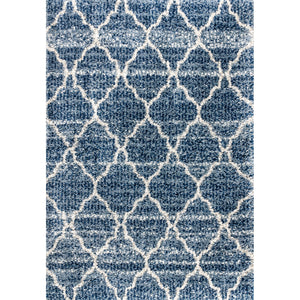 Susa Ogee Moroccan Trellis Shag Indigo Area Rug