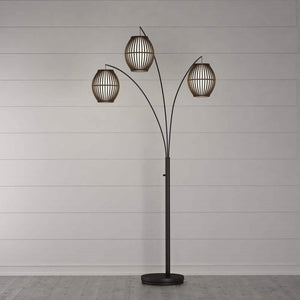 Modern Mid-Century Bohemian 82-inch Arch Floor Lamp with 3 Barrel Lights