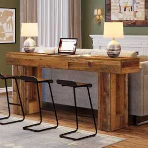 Modern Farmhouse 63-inch Entryway Console Sofa Table in Distressed Wood Finish