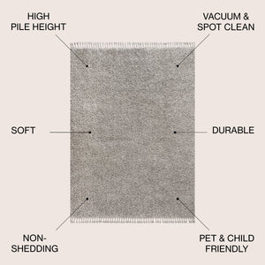 Mercer Shag Plush Tassel Area Rug 3x5 Charcoal