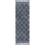 Mercer Shag Plush Tassel Moroccan Geometric Trellis Runner Rug
