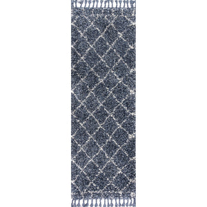 Mercer Shag Plush Tassel Moroccan Geometric Trellis Runner Rug