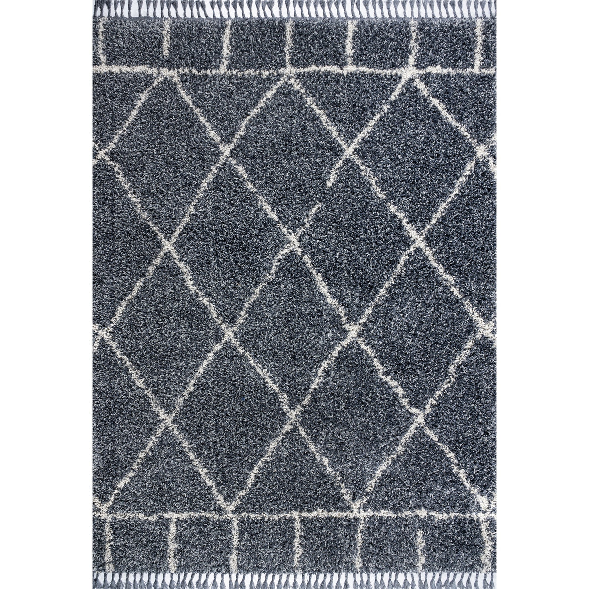 Mercer Shag Plush Tassel Moroccan Geometric Trellis Area Rug