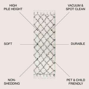 Mercer Shag Plush Tassel Moroccan Geometric Trellis Runner Rug