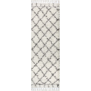Mercer Shag Plush Tassel Moroccan Geometric Trellis Runner Rug