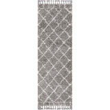 Mercer Shag Plush Tassel Moroccan Geometric Trellis Runner Rug