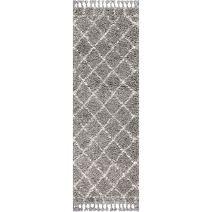 Mercer Shag Plush Tassel Moroccan Geometric Trellis Runner Rug
