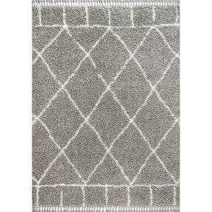 Mercer Shag Plush Tassel Moroccan Geometric Trellis Area Rug