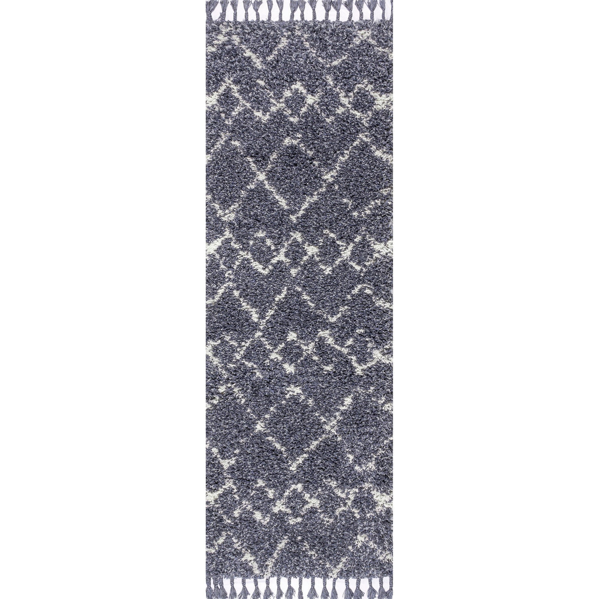 Mercer Shag Plush Tassel Moroccan Tribal Geometric Trellis Runner Rug