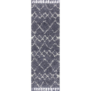 Mercer Shag Plush Tassel Moroccan Tribal Geometric Trellis Runner Rug