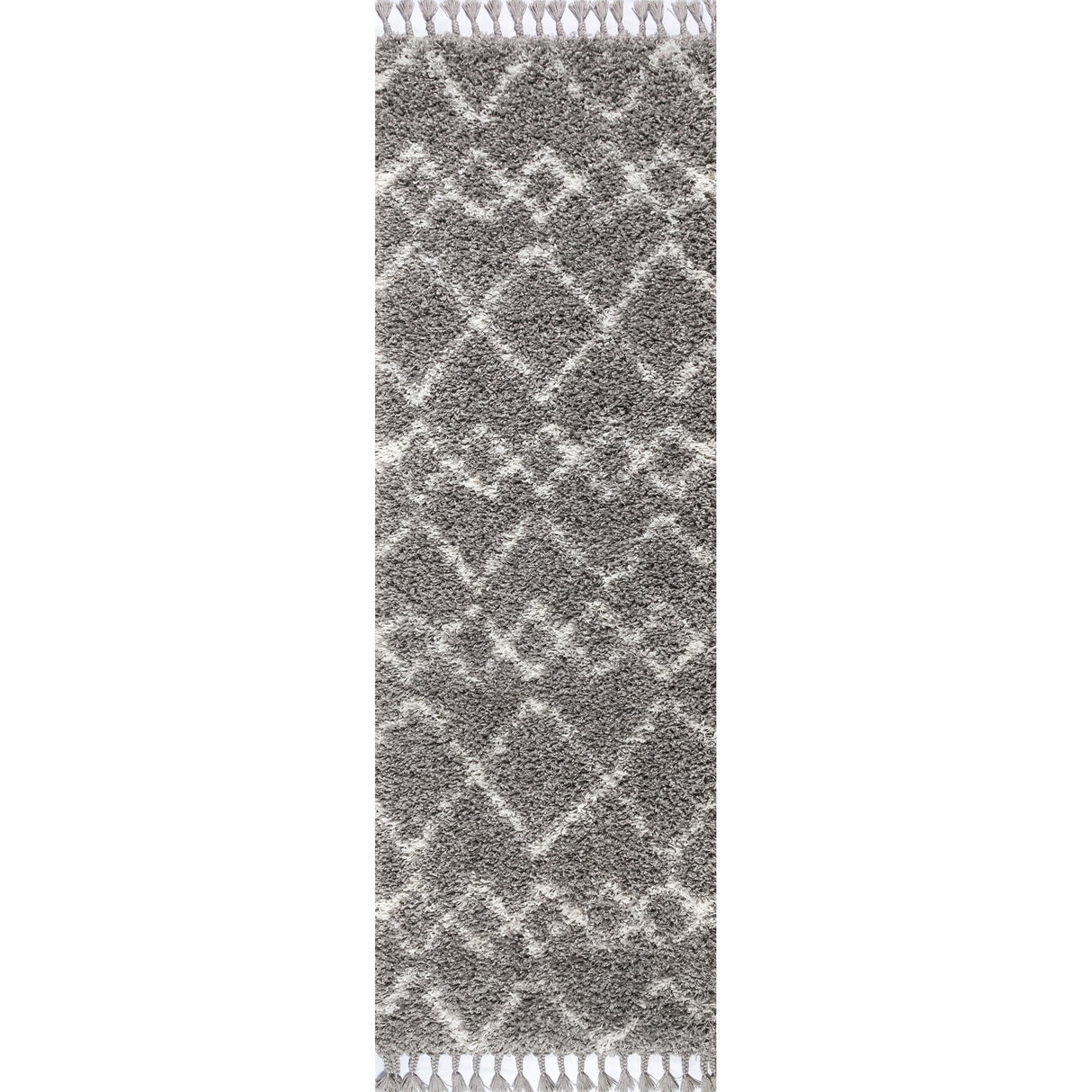 Mercer Shag Plush Tassel Moroccan Tribal Geometric Trellis Runner Rug