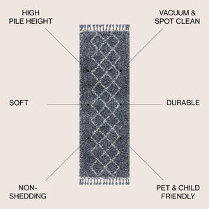 Mercer Shag Plush Tassel Moroccan Tribal Geometric Runner Rug