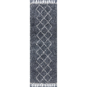 Mercer Shag Plush Tassel Moroccan Tribal Geometric Runner Rug