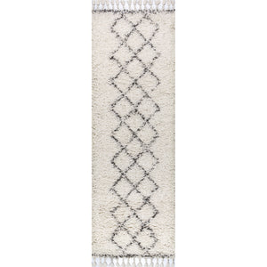 Mercer Shag Plush Tassel Moroccan Tribal Geometric Runner Rug