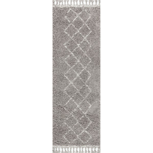 Mercer Shag Plush Tassel Moroccan Tribal Geometric Runner Rug